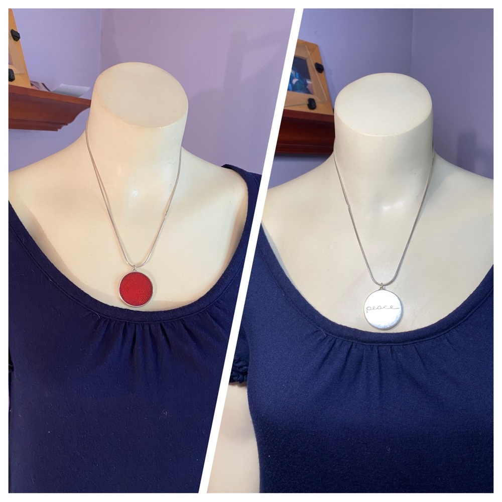Sterling Silver 2-sided PEACE Necklace